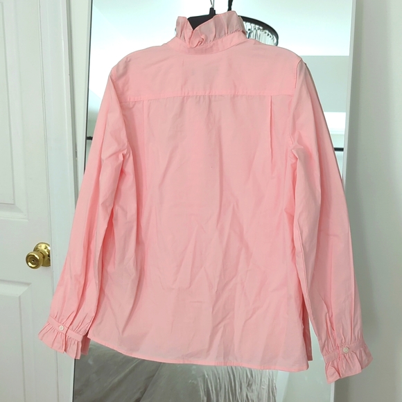 J.Crew Pink Ruffle Button Up / Button Down - Picture 6 of 6